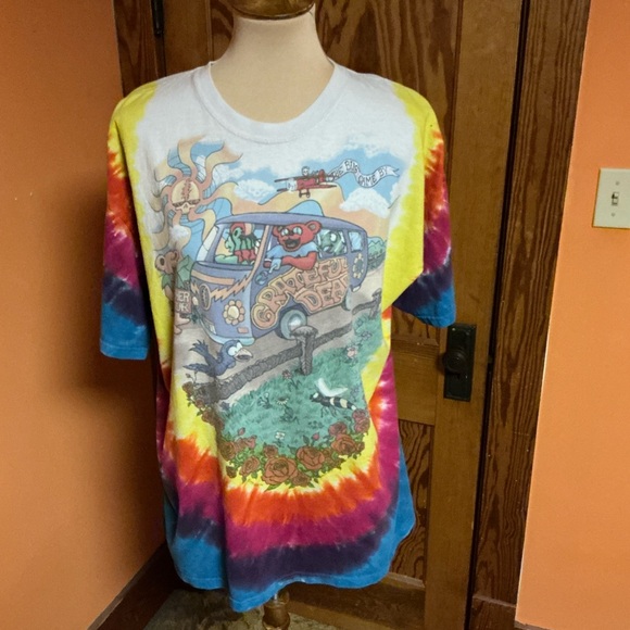 Vintage Y2K Grateful Dead Tie Dye Tour Bus Graphic T-Shirt - Picture 9 of 9